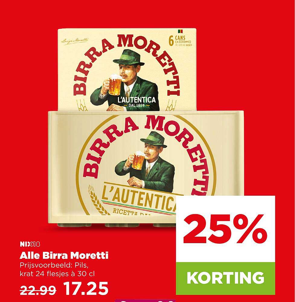 Alle Birra Moretti 25% KORTING