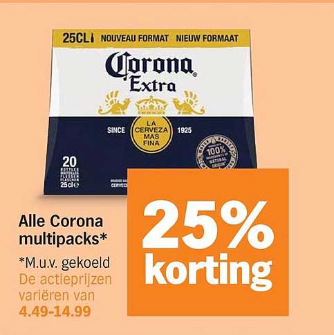 Alle Corona multipacks* 25% korting