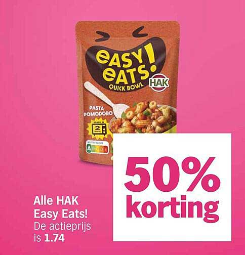Alle HAK Easy Eats! 50% korting