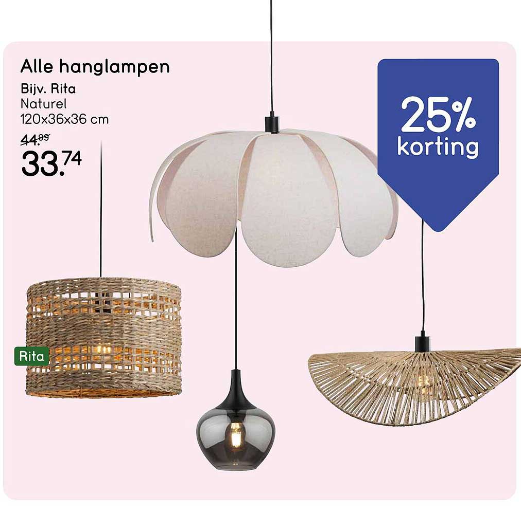 Alle hanglampen Bijv. Rita Naturel 120x36x36 cm 25% korting