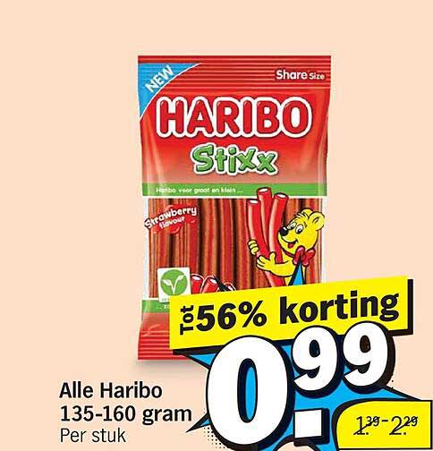 Alle Haribo 135-160 gram Per stuk Tot 56% korting