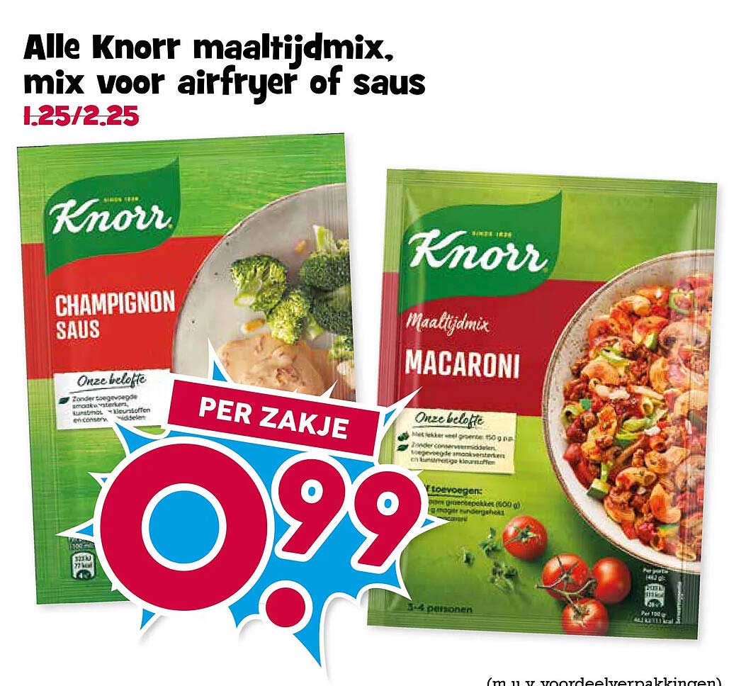 Alle Knorr maaltijdmix, mix voor airfryer of saus