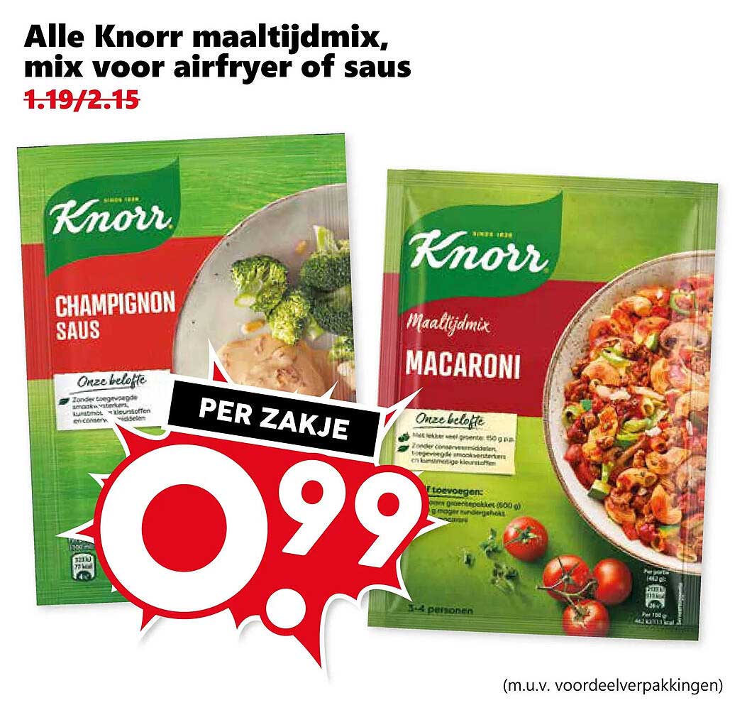 Alle Knorr maaltijdmix, mix voor airfryer of saus