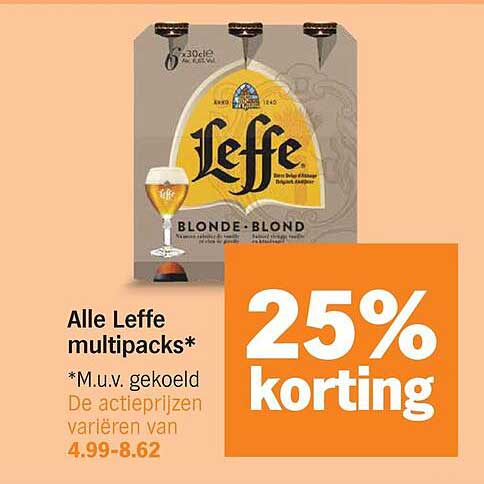 Alle Leffe multipacks* 25% korting