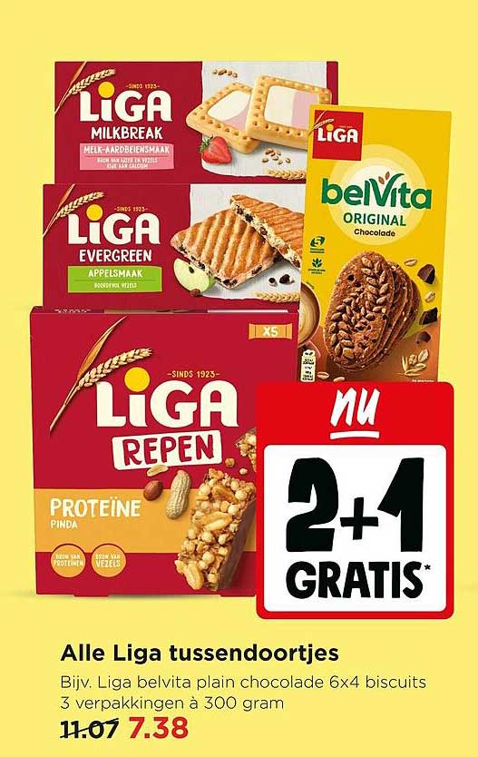 Alle Liga tussendoortjes 2+1 gratis