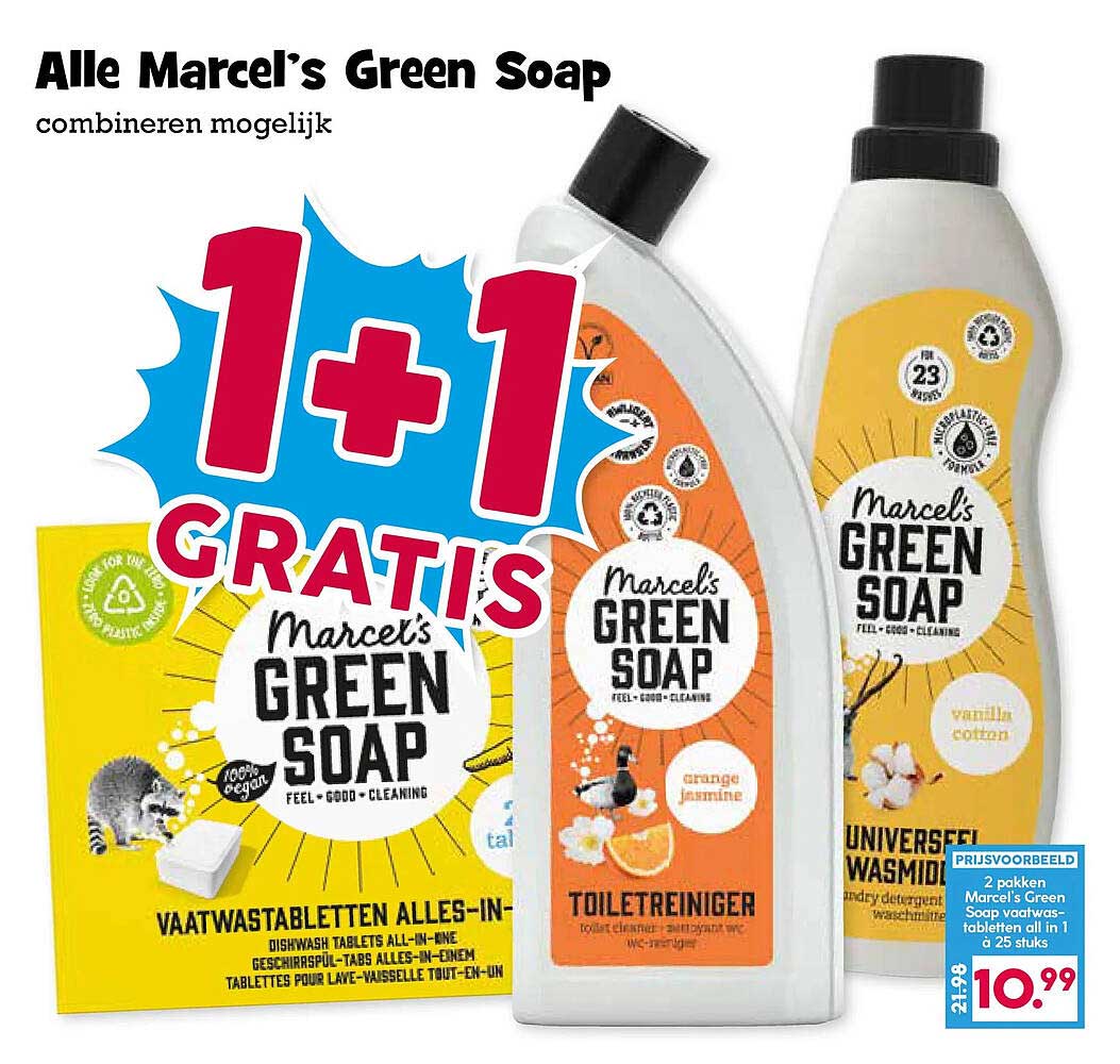 Alle Marcel's Green Soap combineren mogelijk 1+1 GRATIS