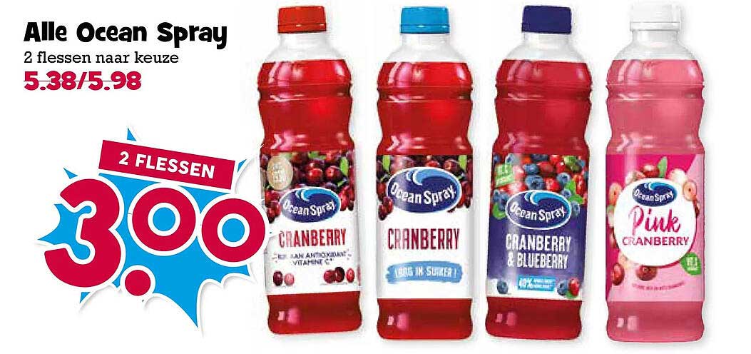 Alle Ocean Spray 2 flessen naar keuze 300