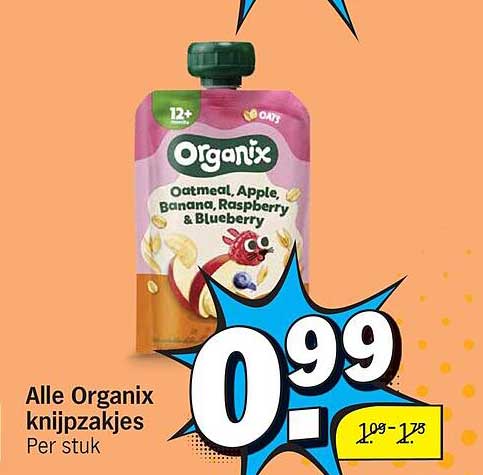 Alle Organix knijpzakjes Per stuk