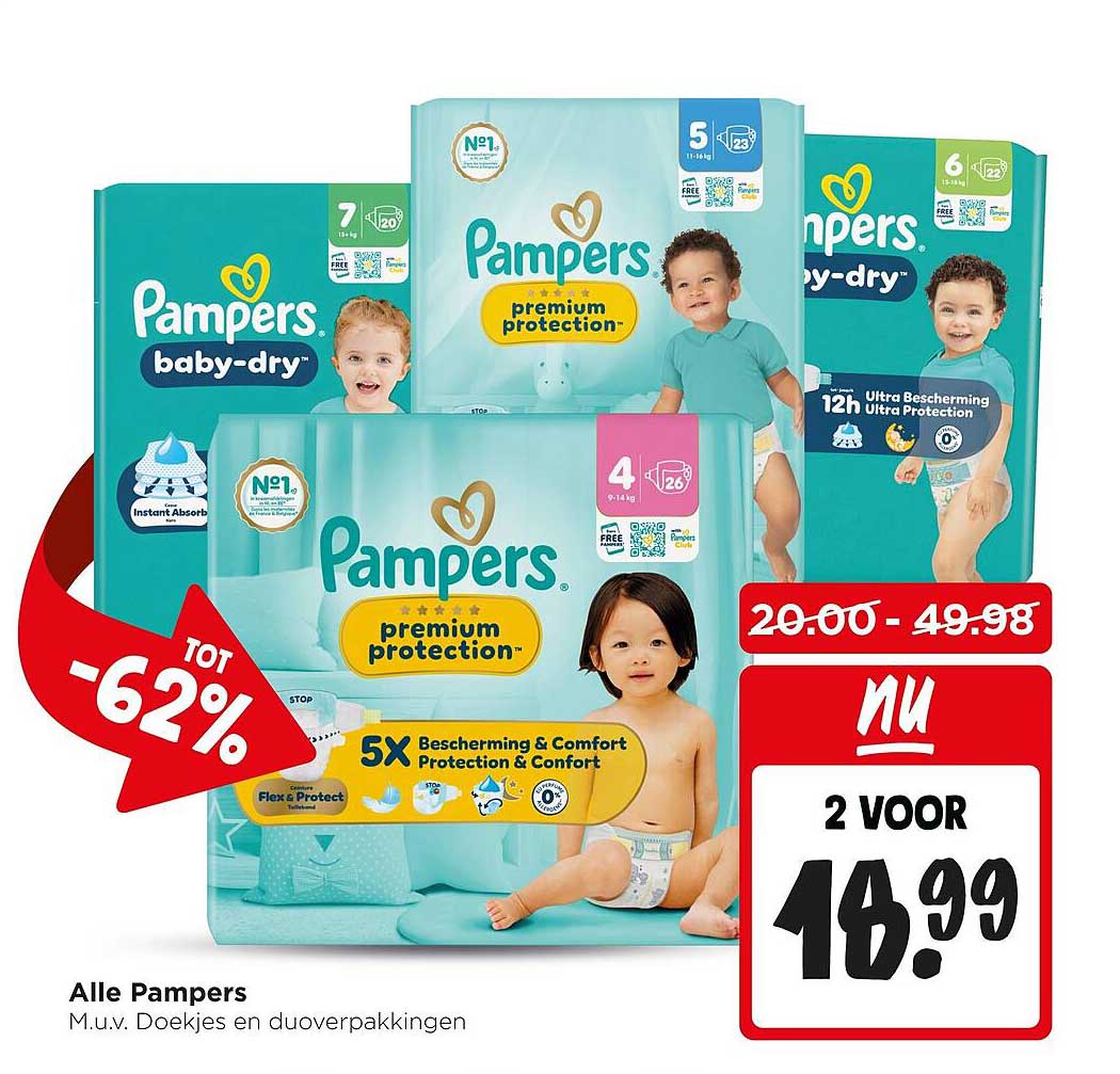 Alle Pampers M.u.v. Doekjes en duoverpakkingen