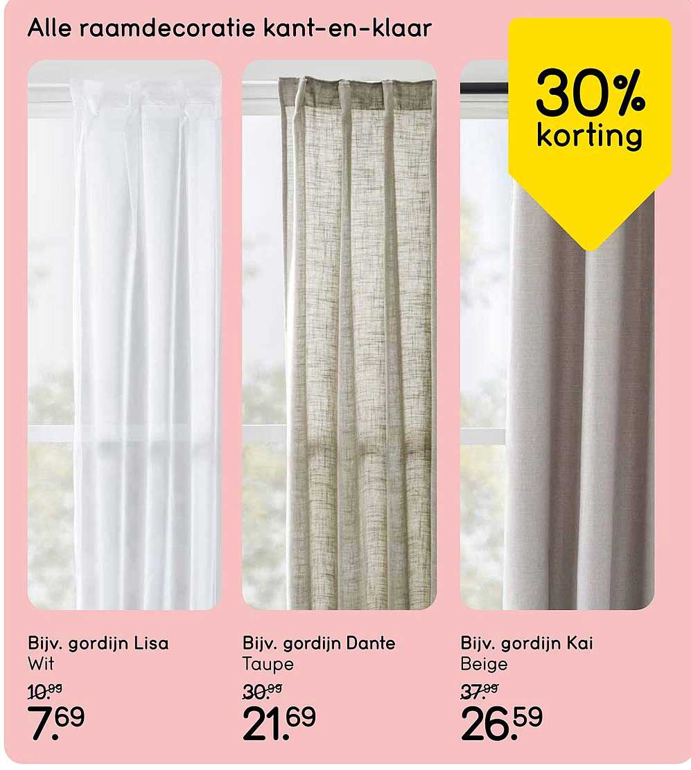 Alle raambekleding kant-en-klaar 30% korting