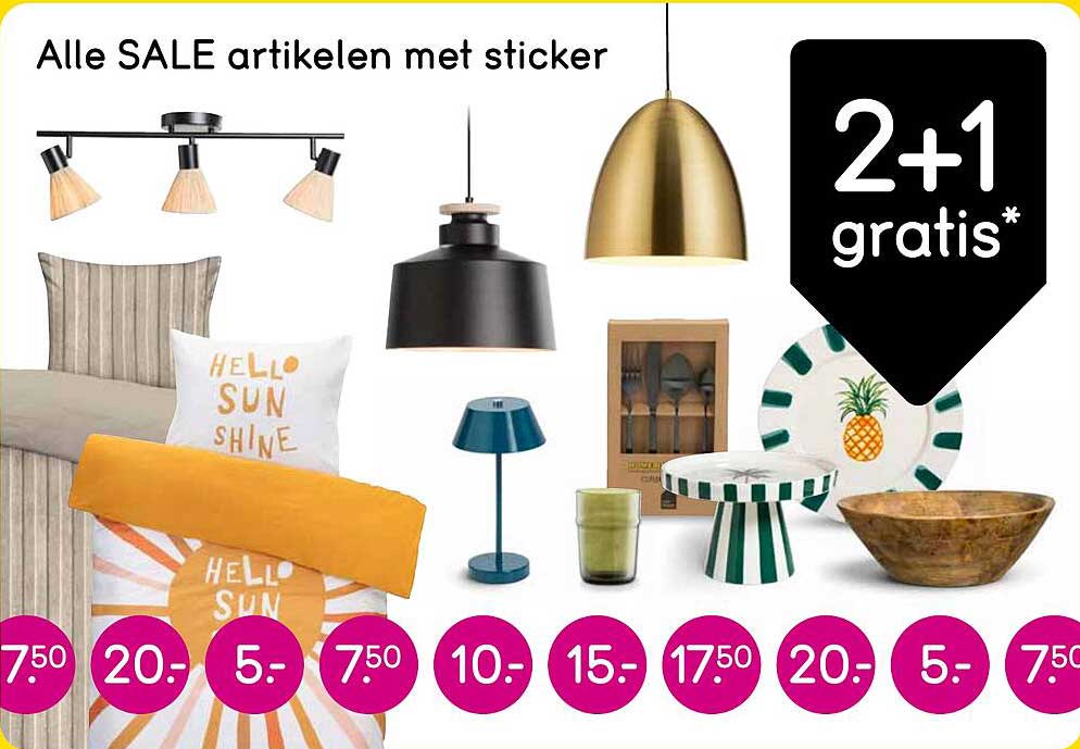 Alle SALE artikelen met sticker 2+1 gratis*