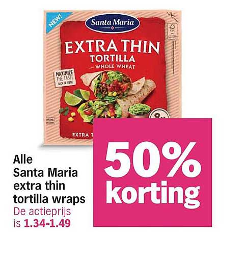 Alle Santa Maria extra thin tortilla wraps 50% korting