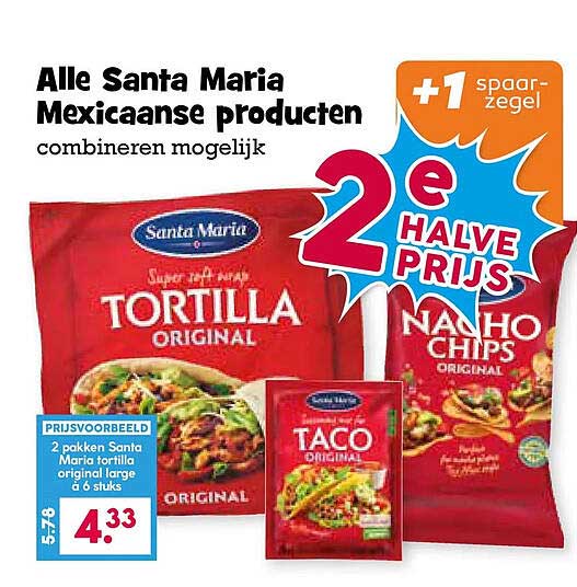 Alle Santa Maria Mexicaanse producten combineren mogelijk 2e halve prijs +1 spaarzegel