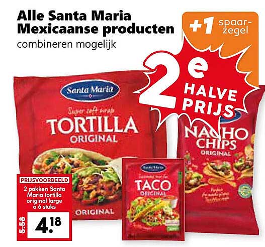 Alle Santa Maria Mexicaanse producten combineren mogelijk 2e halve prijs +1 spaarzegel
