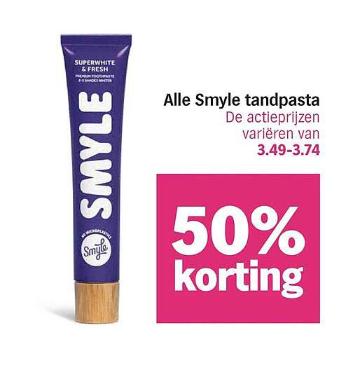 Alle Smyle tandpasta 50% korting