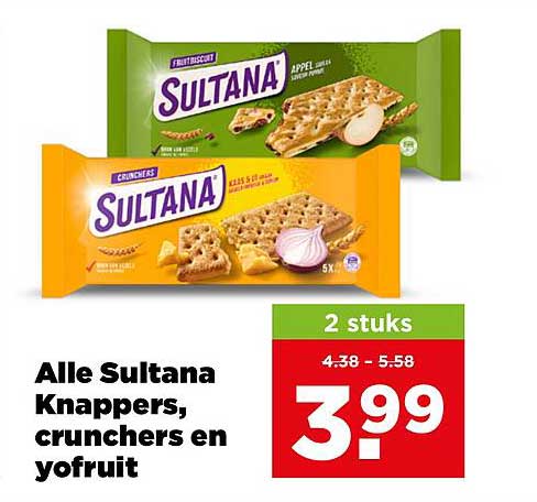Alle Sultana Knappers, crunchers en yofruit