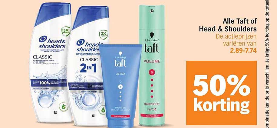 Alle Taft of Head & Shoulders 50% korting