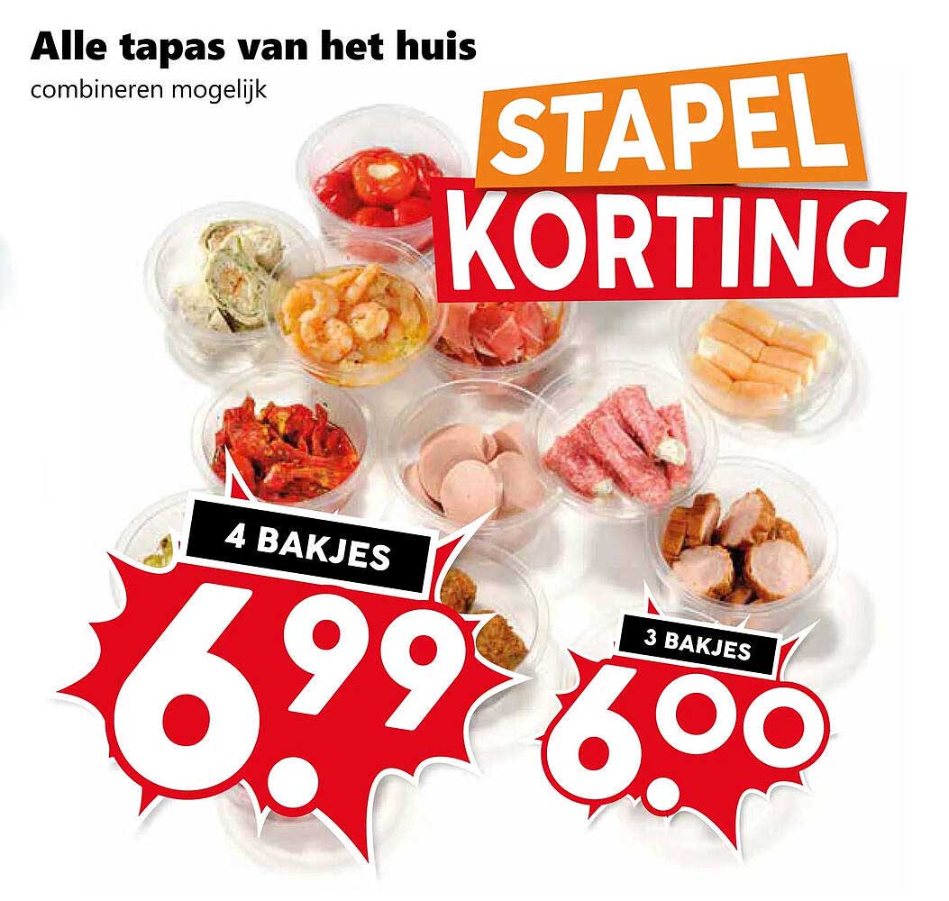 Alle tapas van het huis combineren mogelijk STAPEL KORTING