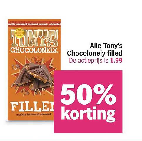 Alle Tony's Chocolonely filled 50% korting