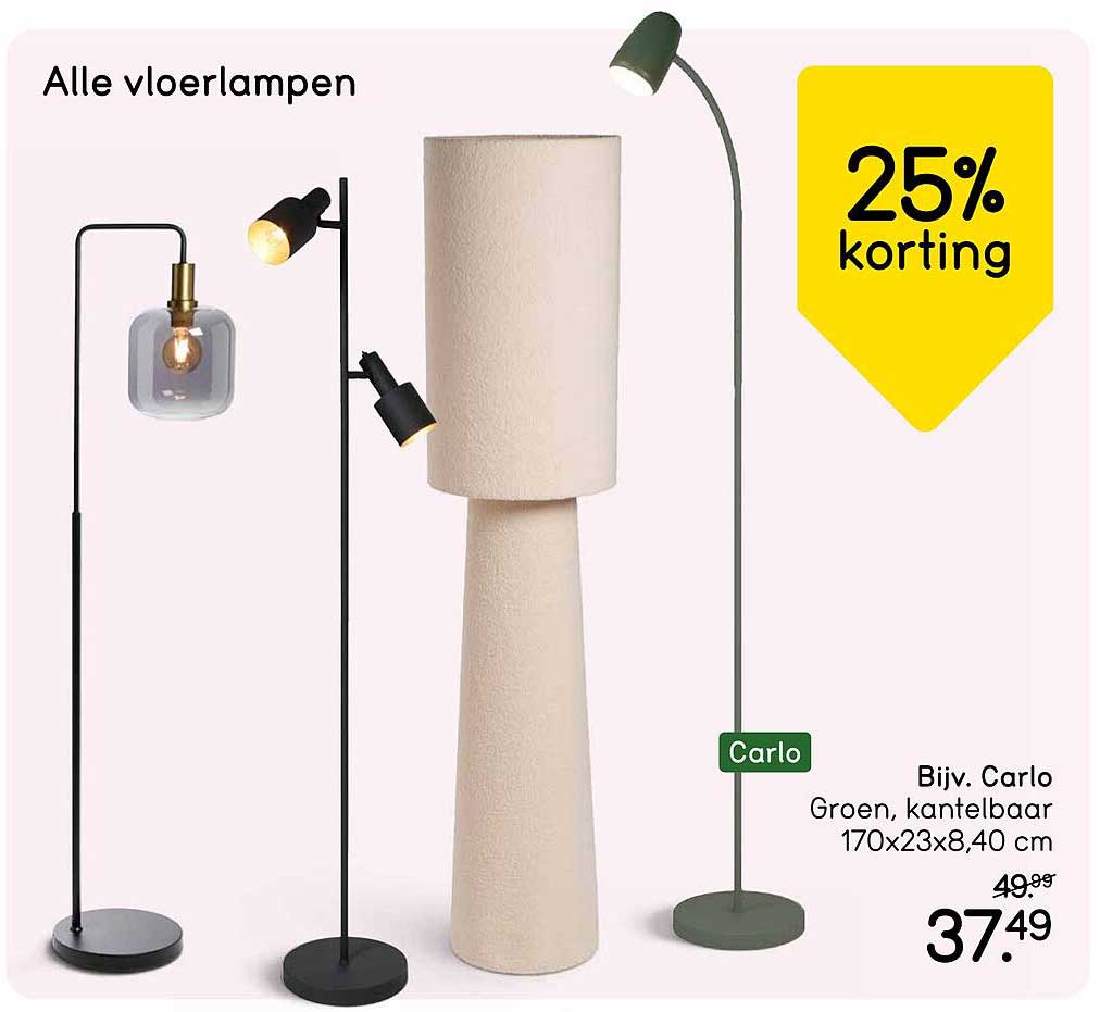 Alle vloerlampen 25% korting