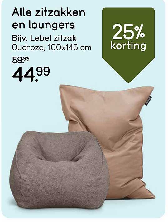 Alle zitzakken en loungers Bijv. lebel zitzak Oudroze, 100x145 cm 25% korting