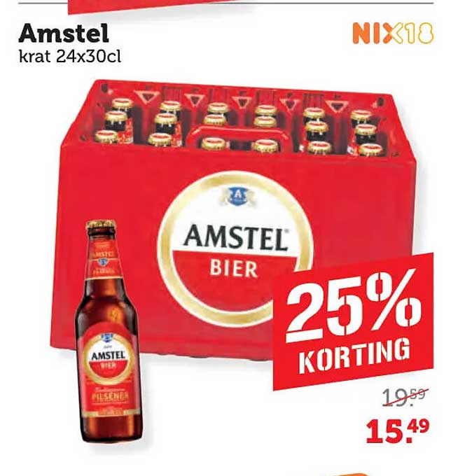 Amstel krat 24x30cl 25% korting