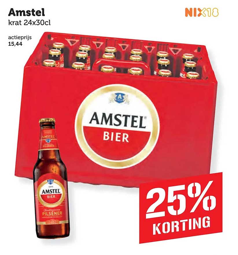 Amstel krat 24x30cl 25% korting