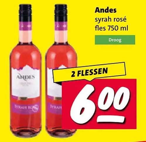 Andes syrah rosé fles 750 ml 2 flessen