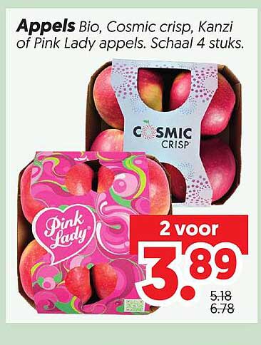 Appels Bio, Cosmic crisp, Kanzi of Pink Lady appels. Schaal 4 stuks.