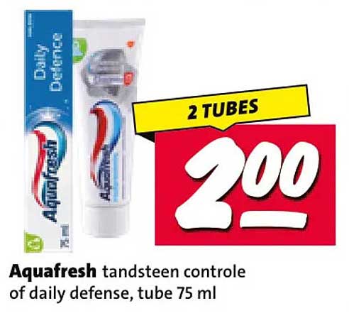 Aquafresh tandsteen controle of daily defense, tube 75 ml 2 TUBES