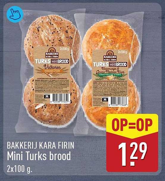 BAKKERIJ KARA FIRIN Mini Turks brood 2x100 g. OP=OP