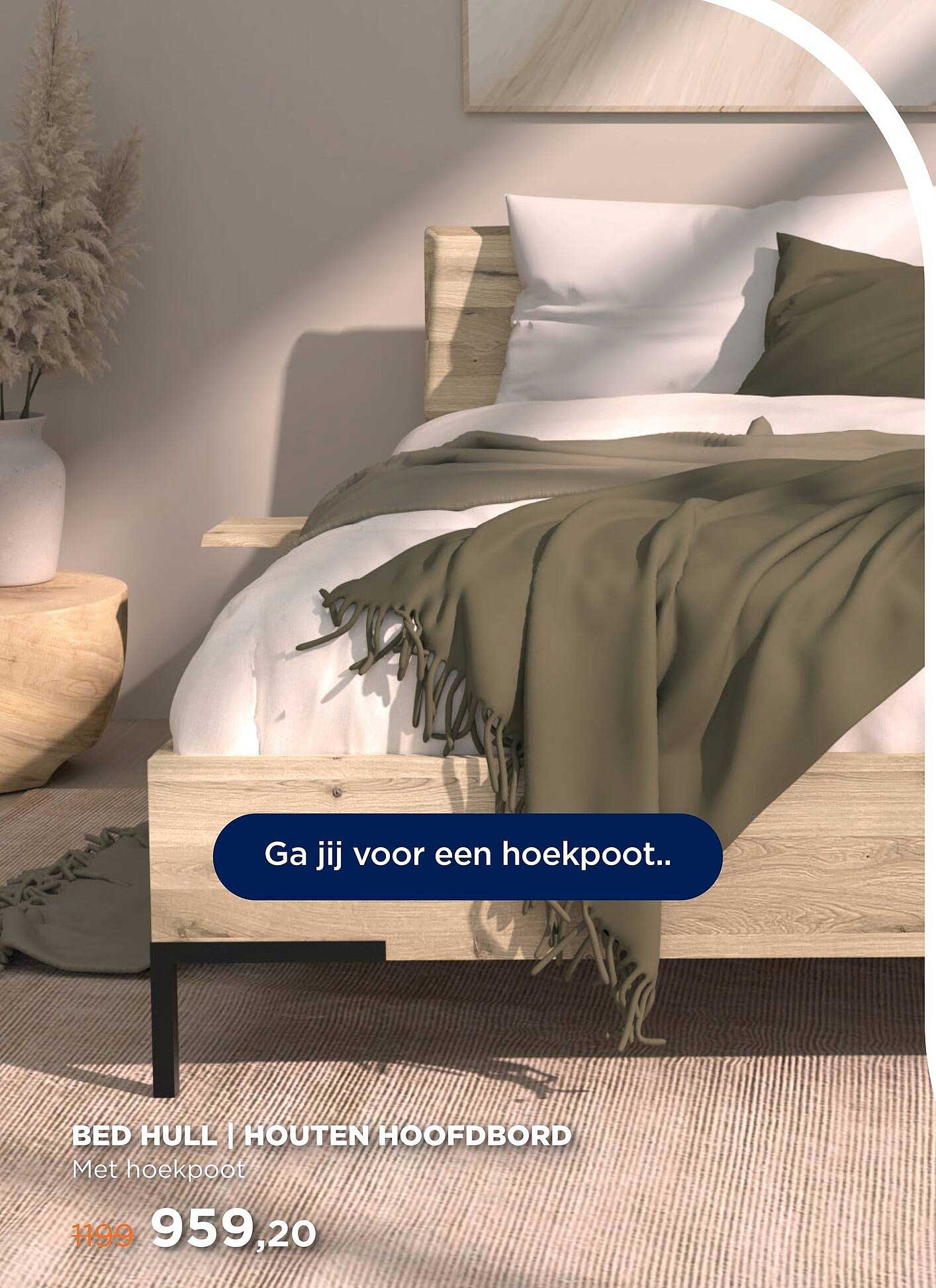 BED HULL | HOUTEN HOOFDBOORD Met hoekpoot