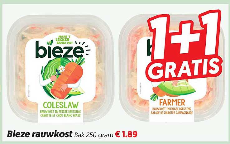 Bieze rauwkost 1+1 gratis
