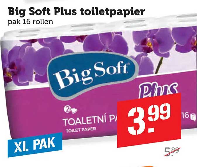 Big Soft Plus toiletpapier pak 16 rollen XL PAK