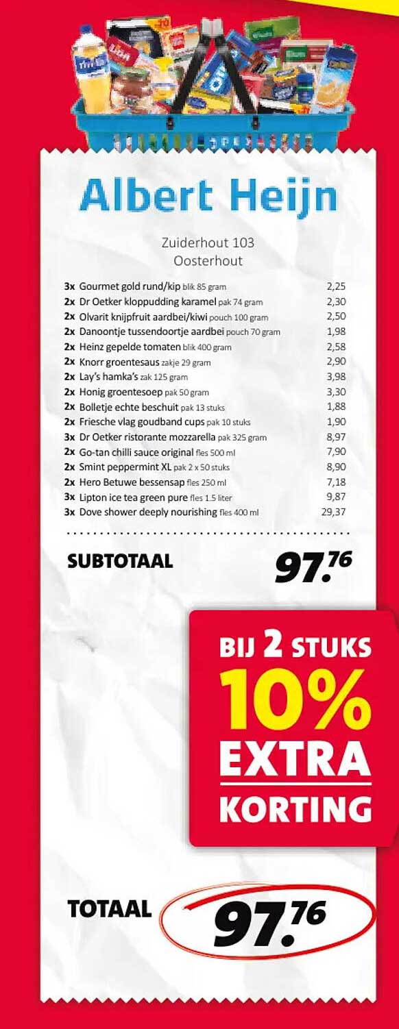 Bij 2 stuks 10% extra korting
