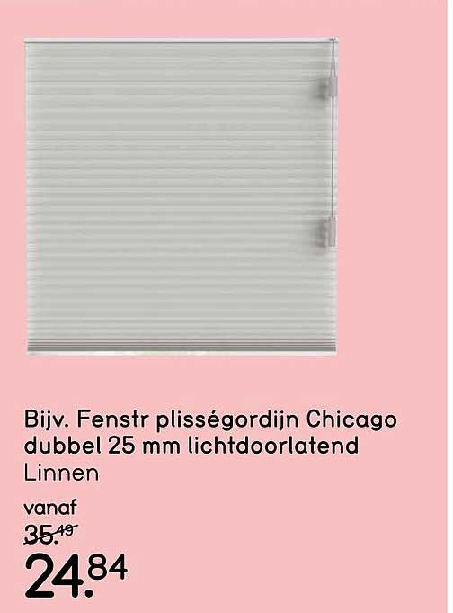 Bijv. Fenstr plisségordijn Chicago dubbel 25 mm lichtdoorlatend Linnen