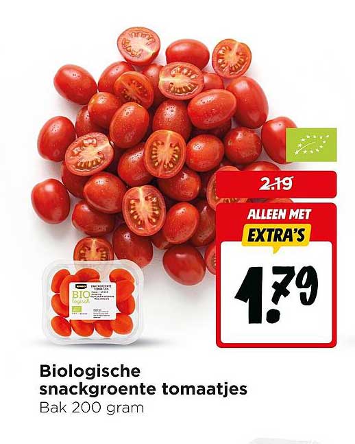 Biologische snackgroente tomaatjes Bak 200 gram