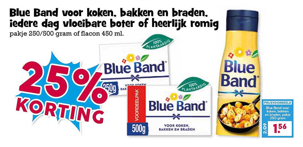 Blue Band voor koken, bakken en braden, iedere dag vloeibare boter of heerlijk romig 25% KORTING
