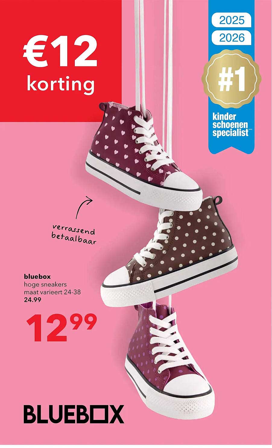 bluebox hoge sneakers maat varieert 24-38