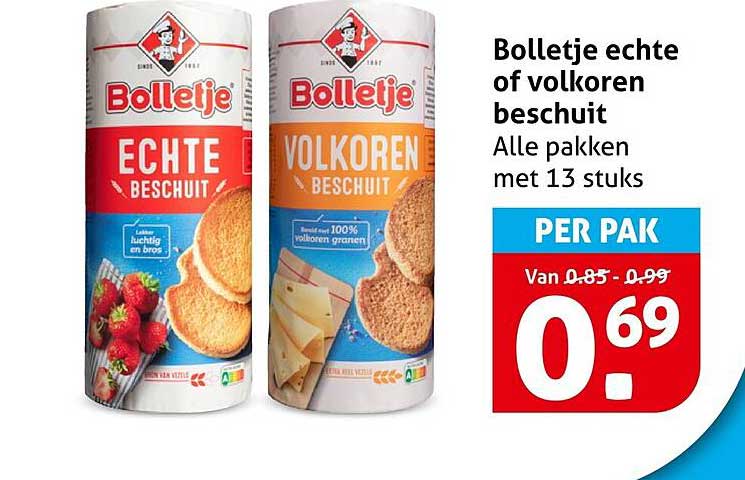 Bolletje echte of volkoren beschuit