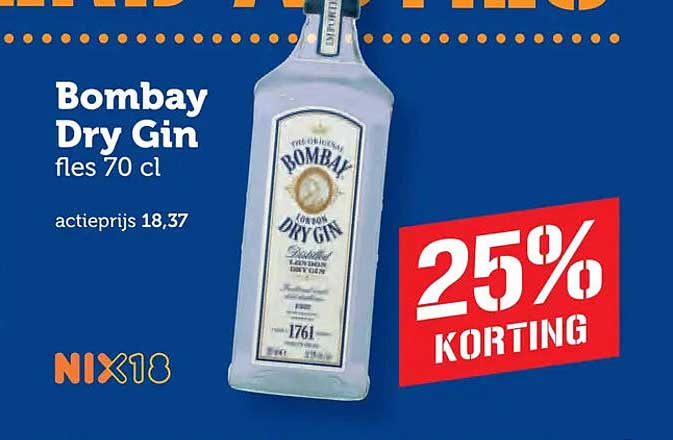 Bombay Dry Gin fles 70 cl 25% korting