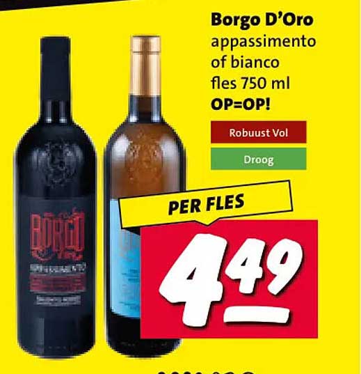 Borgo D’Oro appassimento of bianco fles 750 ml OP=OP! Robuust Vol Droog PER FLES