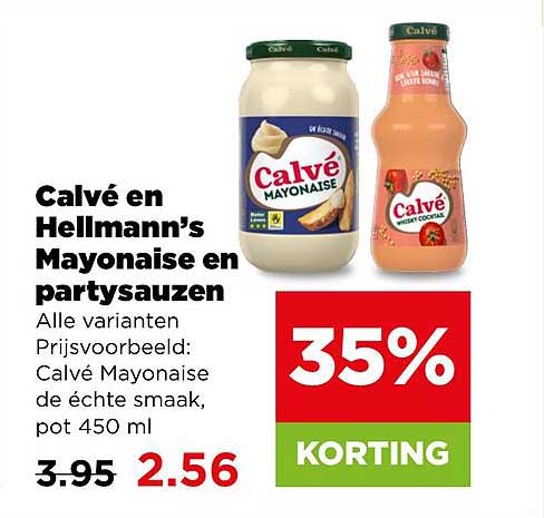Calvé en Hellmann’s Mayonaise en partysauzen 35% KORTING