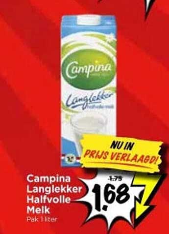 Campina Langekker Halvolle Melk