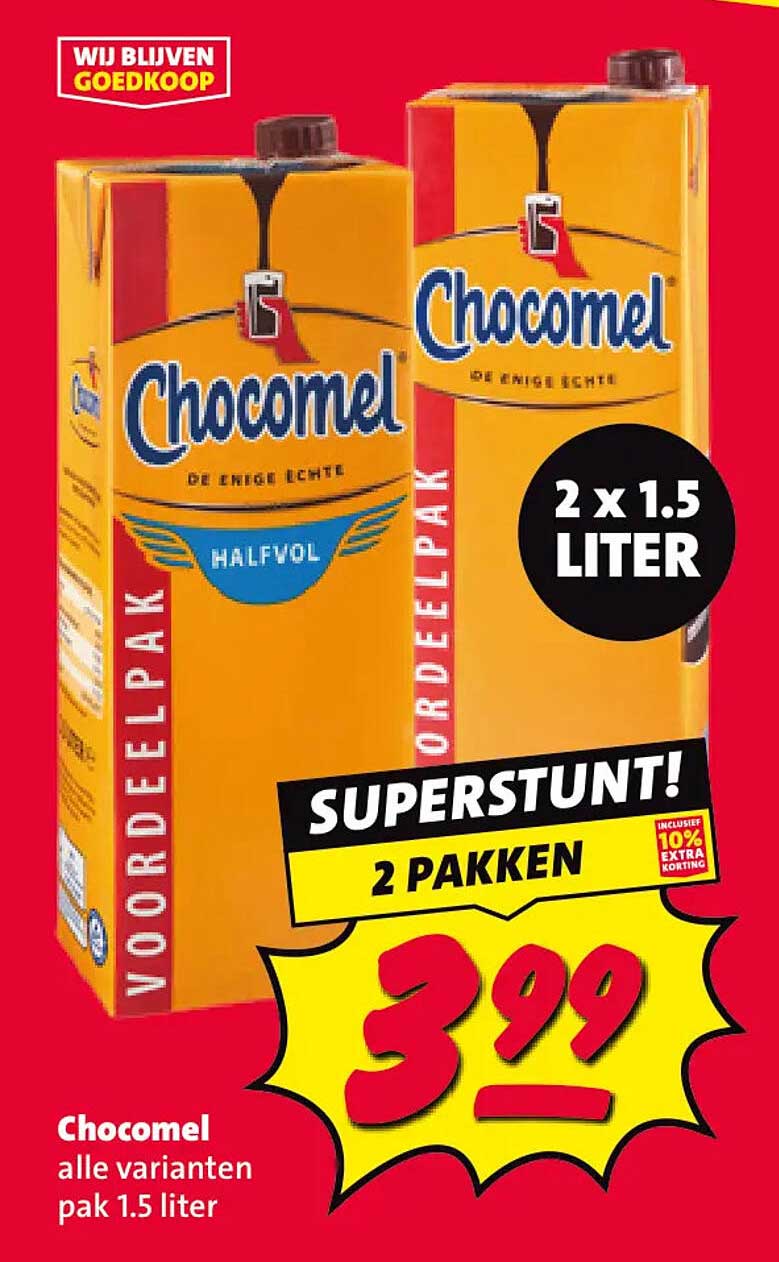 Chocomel alle varianten pak 1.5 liter 2 pakken