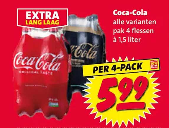 Coca-Cola alle varianten pak 4 flessen à 1,5 liter PER 4-PACK