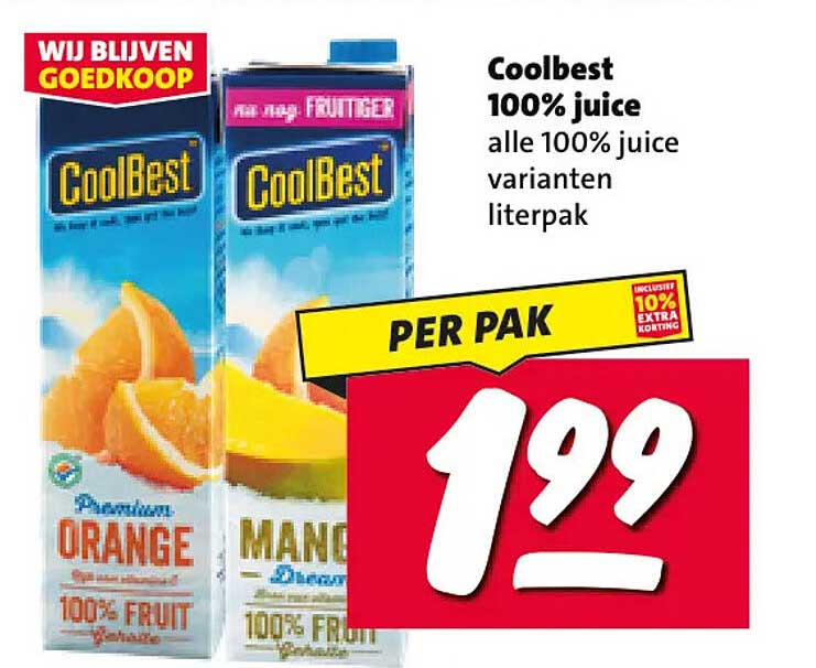 Coolbest 100% juice alle 100% juice varianten literpak