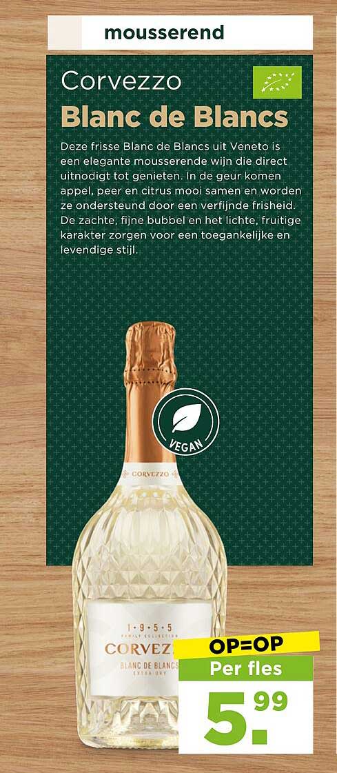 Corvezzo Blanc de Blancs OP=OP Per fles