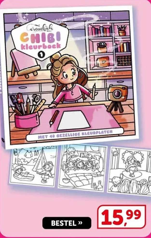 Creatief CHIBI kleurboek met 40 gezellige kleurplaten