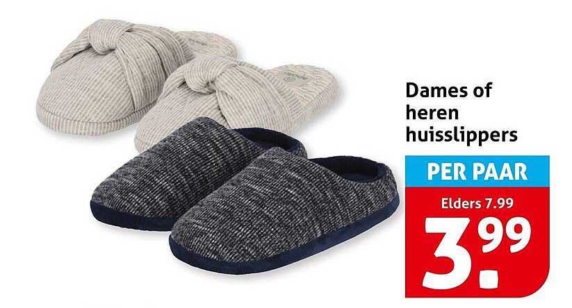 Dames of heren huisslippers PER PAAR